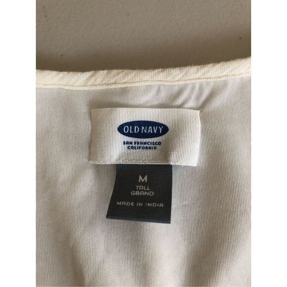 old navy dress cream embroidery V-neck tassel tie Beach SZ MTall - Picture 9 of 10